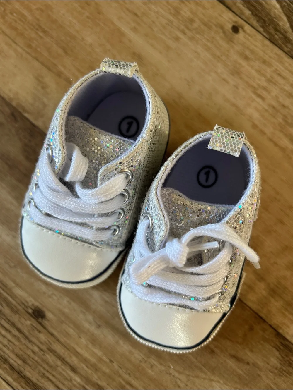 Baby Baby silver glitter sneakers-  size 1 (0-3 months)